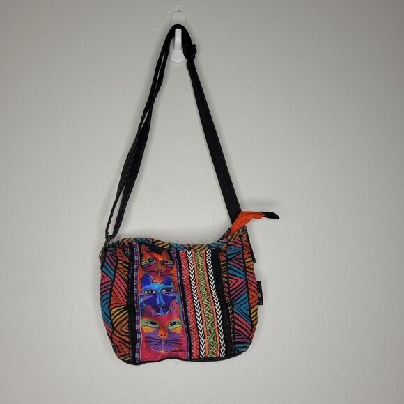 Laurel Burch stacked cat quirky multicolored crossbody cat lady purse bag - Picture 1 of 7